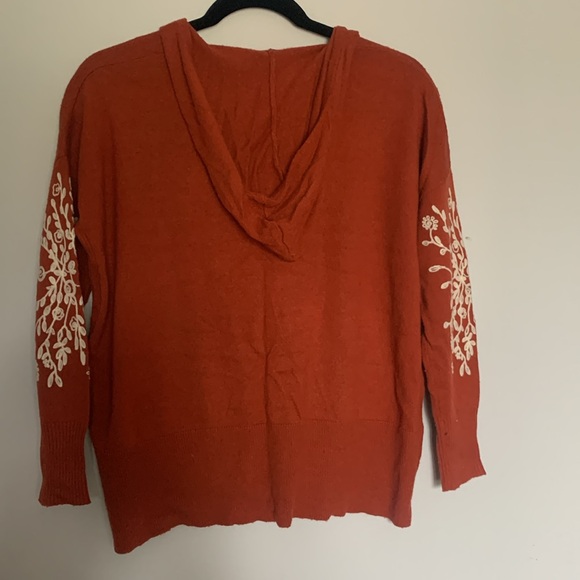 Rain + Rose Orange Embroidered Sweater Hoodie - Picture 2 of 4